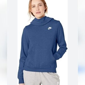Nike Pullover Hoodie Sweatshirt Blue Soft Cowl Neck Size Large
